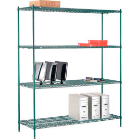 Nexel® 4 Shelf Poly-Green® Wire Shelving Unit Starter 72