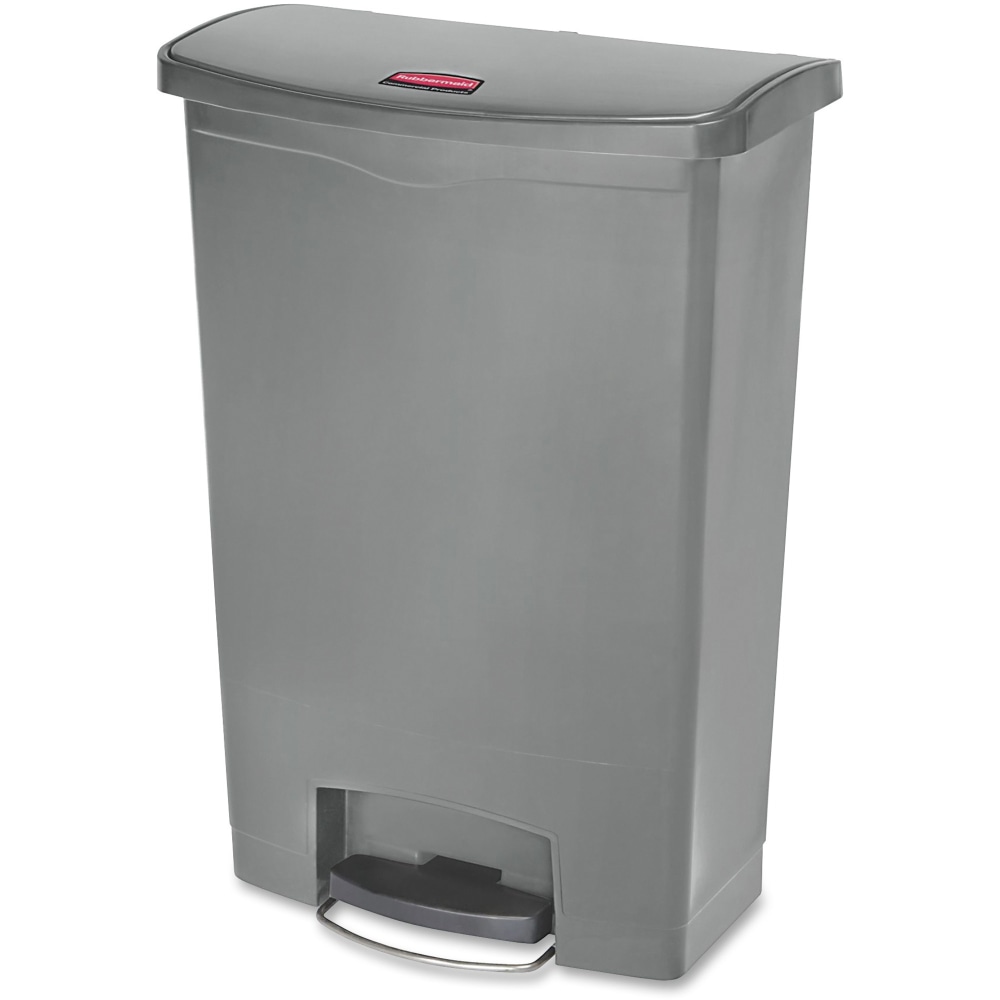 Rubbermaid Commercial Slim Jim Step-On Container - Step-on Opening - Hinged Lid - 24 gal Capacity - Pedal Control, Easy to Clean, Wheels - 32.5in Height x 13.9in Width - Resin - Gray - 1 Each MPN:RCP1883606