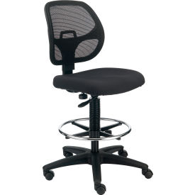 Interion® Armless Mesh Drafting Stool - Fabric - Black 645BK695