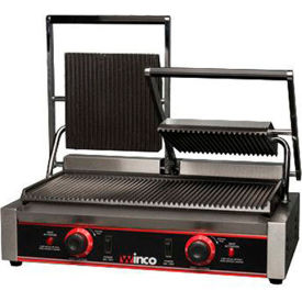 Winco EPG-2 Electric Panini Grill Ribbed Plates 9