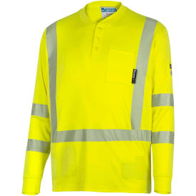 Oberon™ Men's Cotton Flame Resistant Henley Shirt M HI-Vis Yellow ZFI406-M