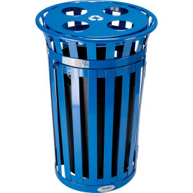 GoVets™ Outdoor Recycling Can W/Access Door & Multi-Stream Lid 36 Gal. Blue 366RBL641