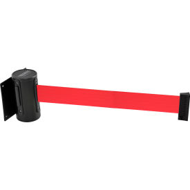 GoVets™ Wall Mount Retractable Belt Barrier Black Case W/7-1/2' Red Belt 410RD708