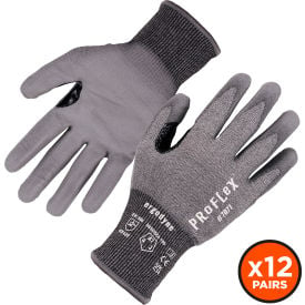Ergodyne® Proflex 7071 Cut Resistant Gloves Polyurethane Coated ANSI A7 M Gray 12 Pairs 18063