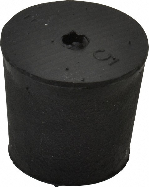 #5, 29/32 Small to 1-1/16 Large End Diam, Tapered Rubber Stopper with Hole MPN:ITRS-5-1H-BKN