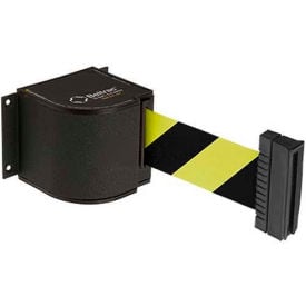 Lavi Industries Wall Mount Retractable Belt Barrier Black Wrinkle Case W/18' Black/Yellow Belt 18/SF/WL/WB/ST