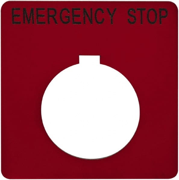 Square, Plastic Legend Plate - Emergency Stop MPN:9001KN105RP