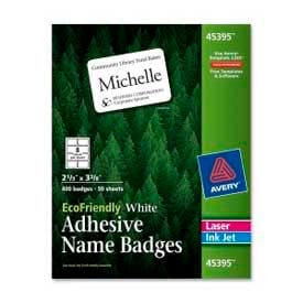 Avery® EcoFriendly Adhesive Name Badges 2-1/3