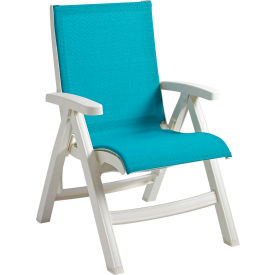 Grosfillex® Jamaica Beach Folding Chair Turquoise Sling w/ White Resin Frame - Pkg Qty 2 UT094004