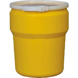 Eagle® Lab Pack Open Head Poly Drum Plastic Lever Lock 10 Gallon Capacity Yellow 1609