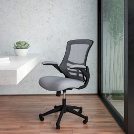 Flash Furniture Mid-Back Dark Gray Mesh Swivel Ergonomic Task Office Chair with Flip-Up Arms X-5M-DKGY-GGBL-