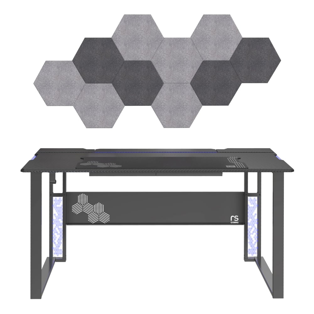 RS Gaming Mergence 60inW RGB Gaming Computer Desk With 10 Acoustic Panels, Black MPN:OD-ASD01