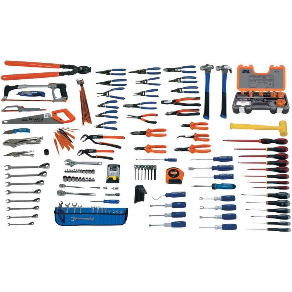 Combination Hand Tool Sets, Set Type: Electrician , Number Of Pieces: 125 , Measurement Type: SAE , Drive Size: 1/4, 3/8 , Tool Finish: Chrome  MPN:JHWELECTRICALTB