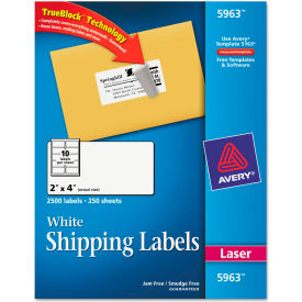 Avery® Shipping Labels with TrueBlock Technology 2 x 4 White 2500/Box 5963