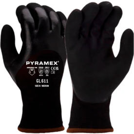 Pyramex® GL611 Insulated Cut Resistant Dipped Gloves Nitrile Coated ANSI A6 XL Black - Pkg Qty 12 GL611XL