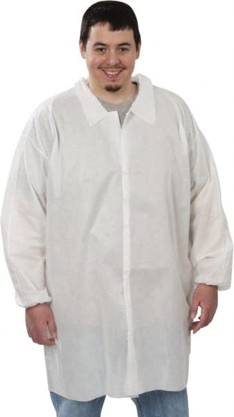 Pack of (30) Size 3XL ISO Class 6 White Lab Coats without Pockets MPN:LC-SMS-3XL45W-E