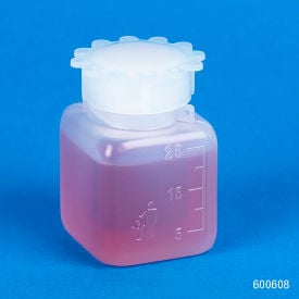 Bottle with Screwcap Wide Mouth Square Graduated PE (Cap Polypropylene) 25mL 100/Pack 600608