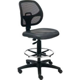 Interion® Armless Mesh Drafting Stool - Vinyl - Black 645V695