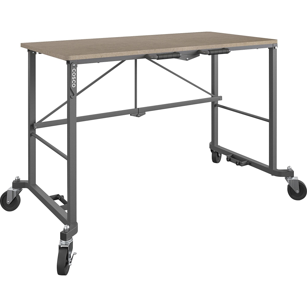 Cosco Smartfold Portable Work Desk Table - For - Table TopRectangle Top - Four Leg Base - 4 Legs - 350 lb Capacity x 51.40in Table Top Width x 26.50in Table Top Depth - 55.45in Height - Assembly Required - Brown - Steel MPN:66720DKG1E