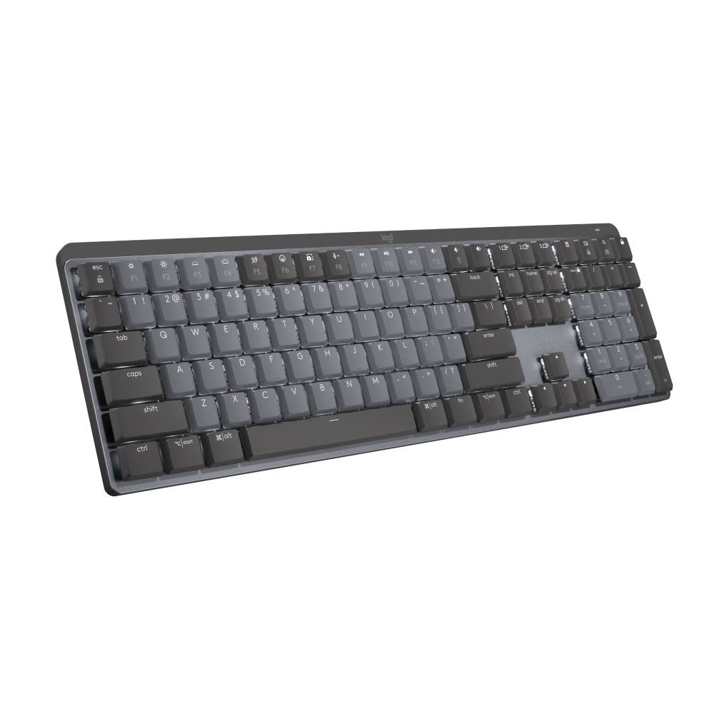 Logitech MX Mechanical Wireless Illuminated Performance Keyboard (Clicky) (Graphite) - Wireless Connectivity - Bluetooth/RF - 32.81 ft - ChromeOS - PC, Mac - Mechanical/MX Keyswitch - Graphite MPN:920-010549