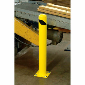 GoVets™ Steel Safety Bollard W/Black Hazard Tape 4.5