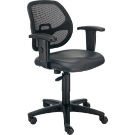 Interion® Mesh Office Chair With Mid Back & Adjustable Arms Vinyl Black 436V277