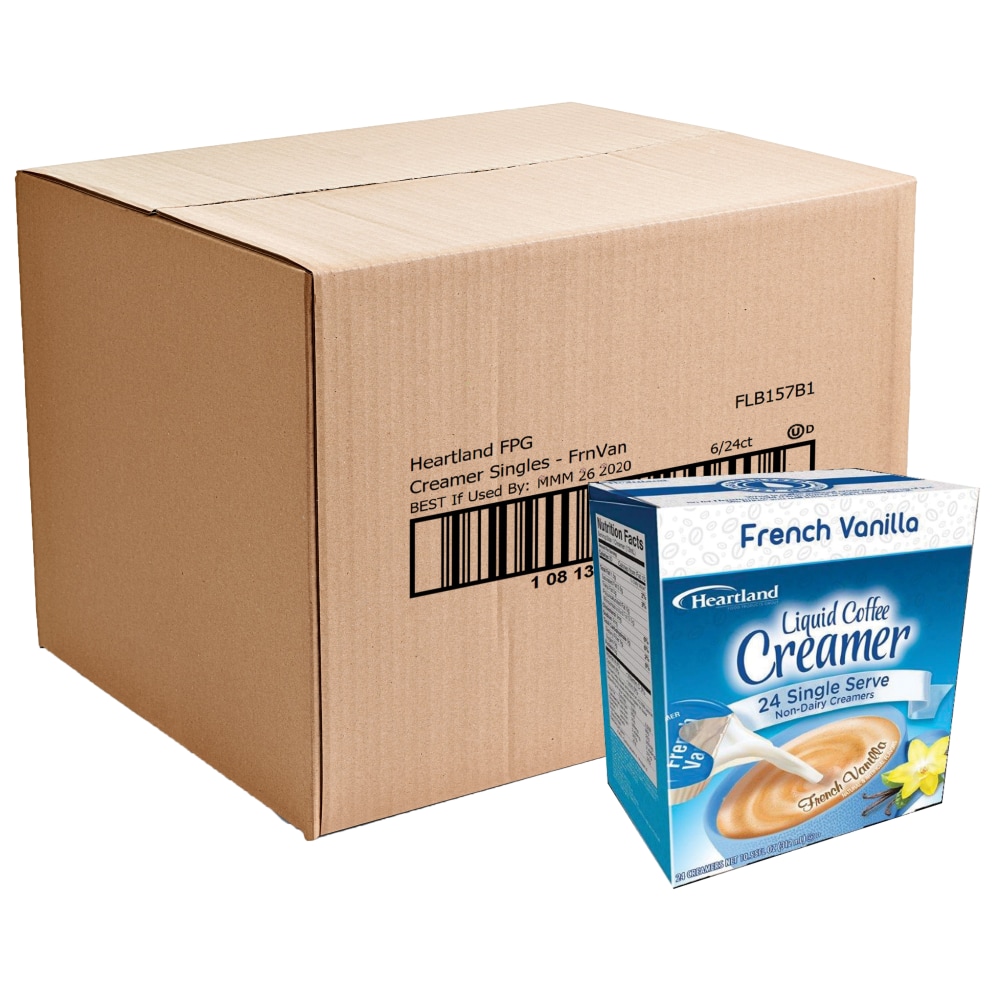 Heartland Creamers, 0.37 Oz, French Vanilla, Box Of 24 Creamers, Case Of 6 Boxes (Min Order Qty 4) MPN:FLB157B0