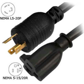 Conntek 8FL520520 8-Ft 20-Amp Locking Extension Cord with NEMA L5-20P to NEMA 5-15/20R 8FL520520