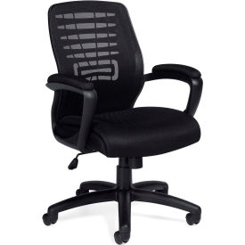 Offices To Go™ Mesh Back Managers Chair -Fabric - Black 11750BOTG