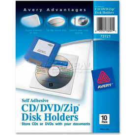 Avery Self-Adhesive Media Holder AVE73721 1 CD/DVD Capacity Clear 10/Pk 73721