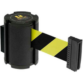 Lavi Industries Wall Mount Retractable Belt Barrier Black Wrinkle Case W/15' Black/Yellow Belt 15/SF/WL/WB/ST