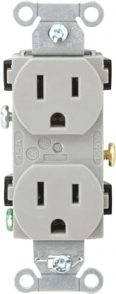 Straight Blade Duplex Receptacle: NEMA 5-15R, 15 Amps, Self-Grounding MPN:CR15GRY