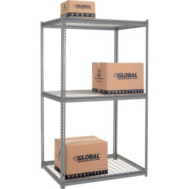 GoVets 3 Shelf Extra Heavy Duty Boltless Shelving Z Beam Starter 48Wx24Dx84H Wire Deck 914GY580