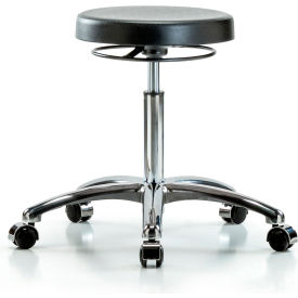 Blue Ridge Ergonomics™ Cleanroom Stool with Casters - Medium Bench Height - Black CLR-PMBSO-CR-NF-CC-BLK