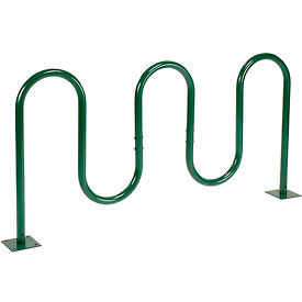 GoVets™ Wave Bike Rack 7-Bike Capacity Flange Mount Green 778MGN652