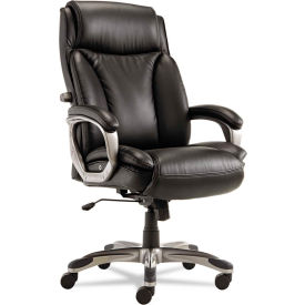 Alera® Executive Leather Chair with Coil Spring Cushioning - Leather - Black - Veon Series ALEVN4119