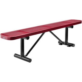 GoVets™ 6' Outdoor Steel Flat Bench Perforated Metal Red 075RD262