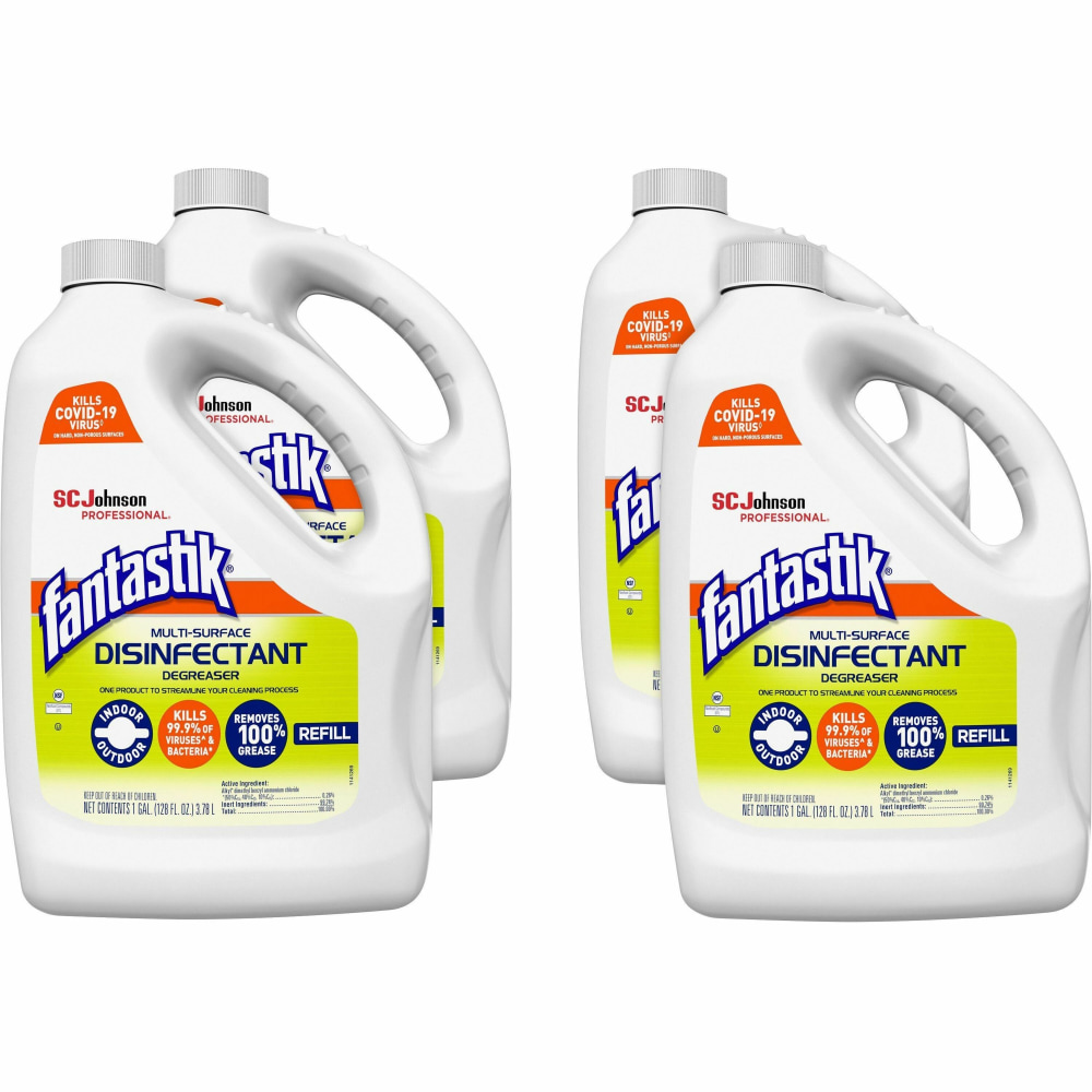 fantastik Disinfectant Degreaser - 128 fl oz (4 quart) - Fresh Scent - 4 / Carton - Disinfectant, Easy to Use, Rinse-free, Deodorize, Non-porous - White (Min Order Qty 2) MPN:311930CT