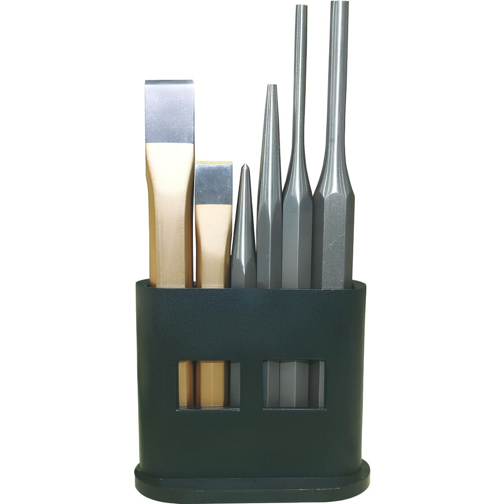 Chisel & Punch Sets, Set Type: Punch & Chisel Set , Material: Vanadium Steel , Container Type: Plastic Holder , Chisel Size: 12x11x100 mm, 15x14x125 mm  MPN:69953