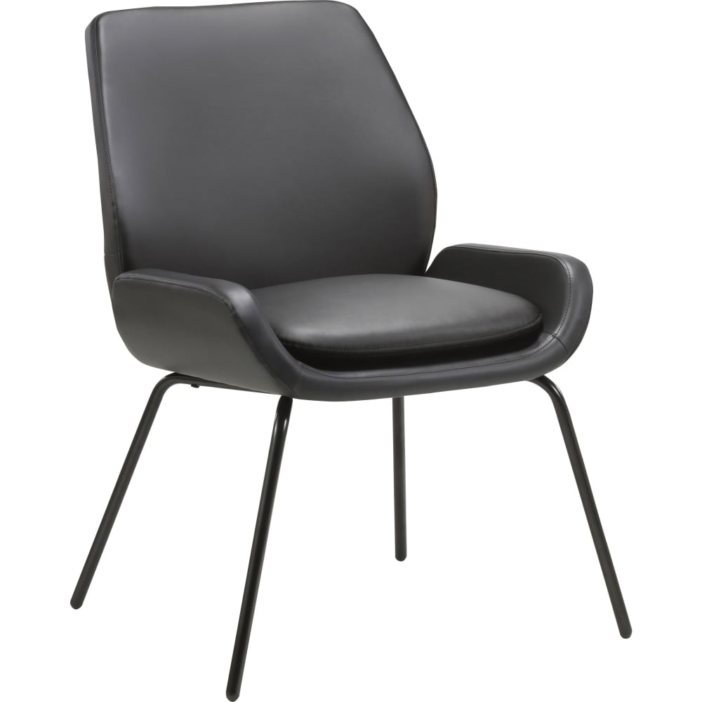 Lorell U-Shaped Seat Guest Chair - Bonded Leather Seat - Bonded Leather Back - Black - 1 Each MPN:68574