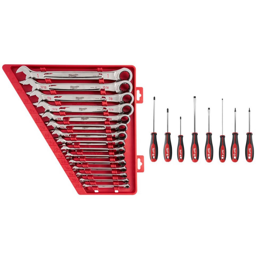 Wrench Sets, System Of Measurement: Inch , Size Range: 1/4 in - 1 in , Container Type: Storage Tray , Material: Alloy Steel , Finish Coating: Chrome  MPN:9425884/9035322