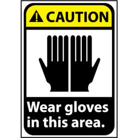 Caution Sign 14x10 Rigid Plastic - Wear Gloves In This Area CGA35RB