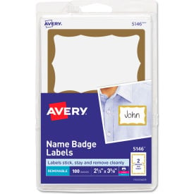 Avery® Name Badge Labels With Gold Border 2-11/32