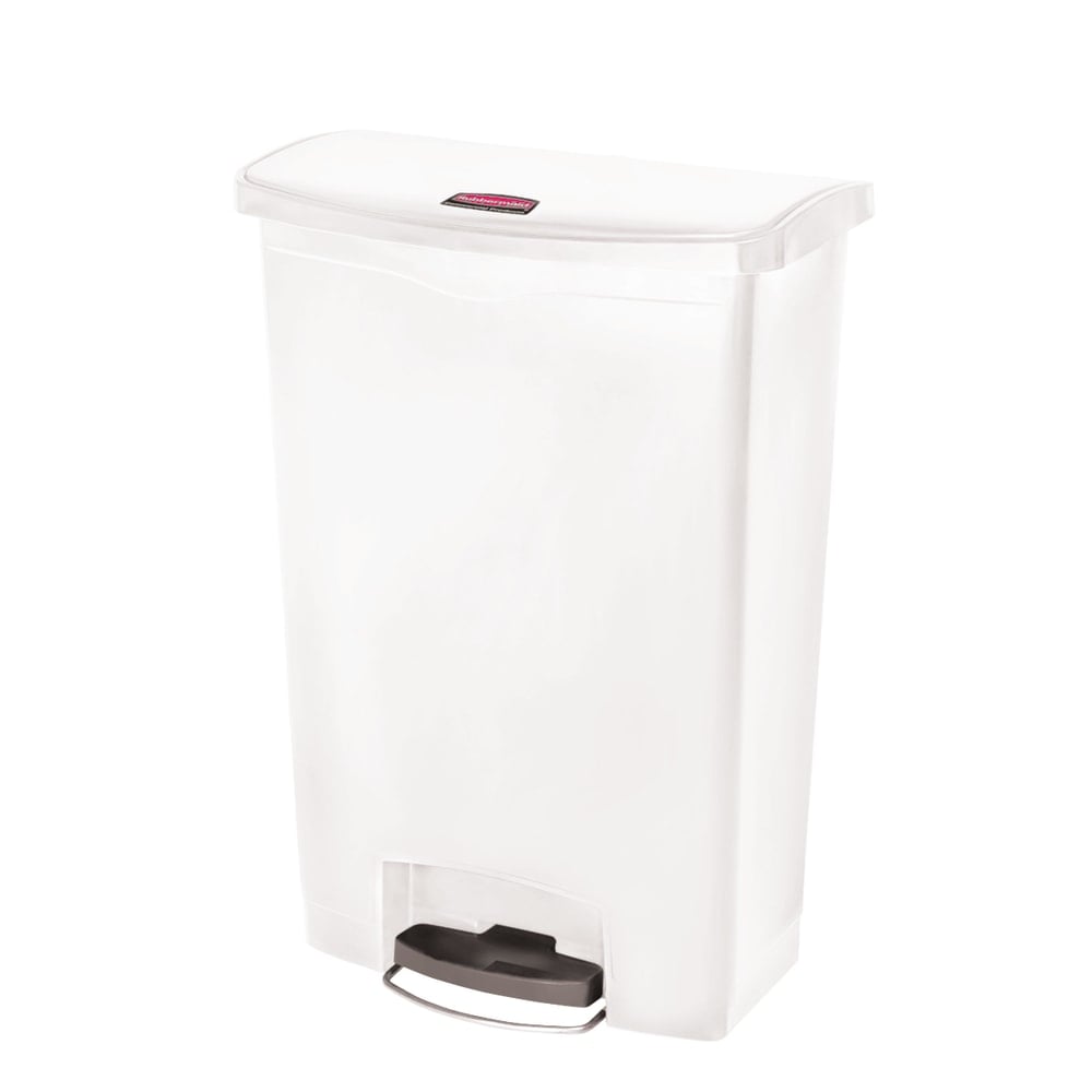 Rubbermaid Slim Jim Rectangular Plastic Wastebasket, Step-On, 24 Gallons, White MPN:1883561