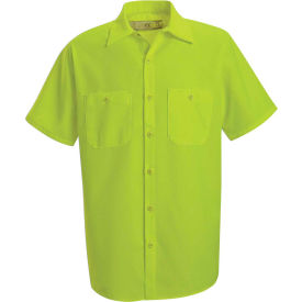 Red Kap® Enhanced Visibility Short Sleeve Work Shirt Fluorescent Yellow/Green Regular S SS24YESSS