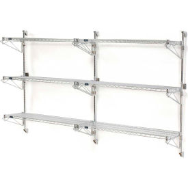 Nexel® Chrome Adjustable Wall Mount Wire Shelving 3 Shelf Add On 24