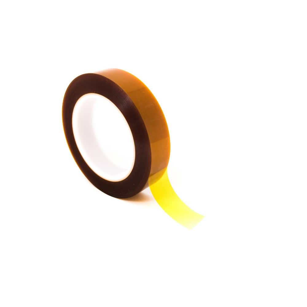 Double Sided Polyimide Tapes with Double Liner are made of 2 mil thick polyimide film with 1.5 mil thick silicone adhesive on both sides. They are 36 yards long. MPN:PPTDE22WL-3/4