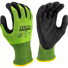 Radians® TEKTYE Cut Resistant Work Gloves Foam Nitrile Coated ANSI A5 XS Green - Pkg Qty 12 RWG755XS