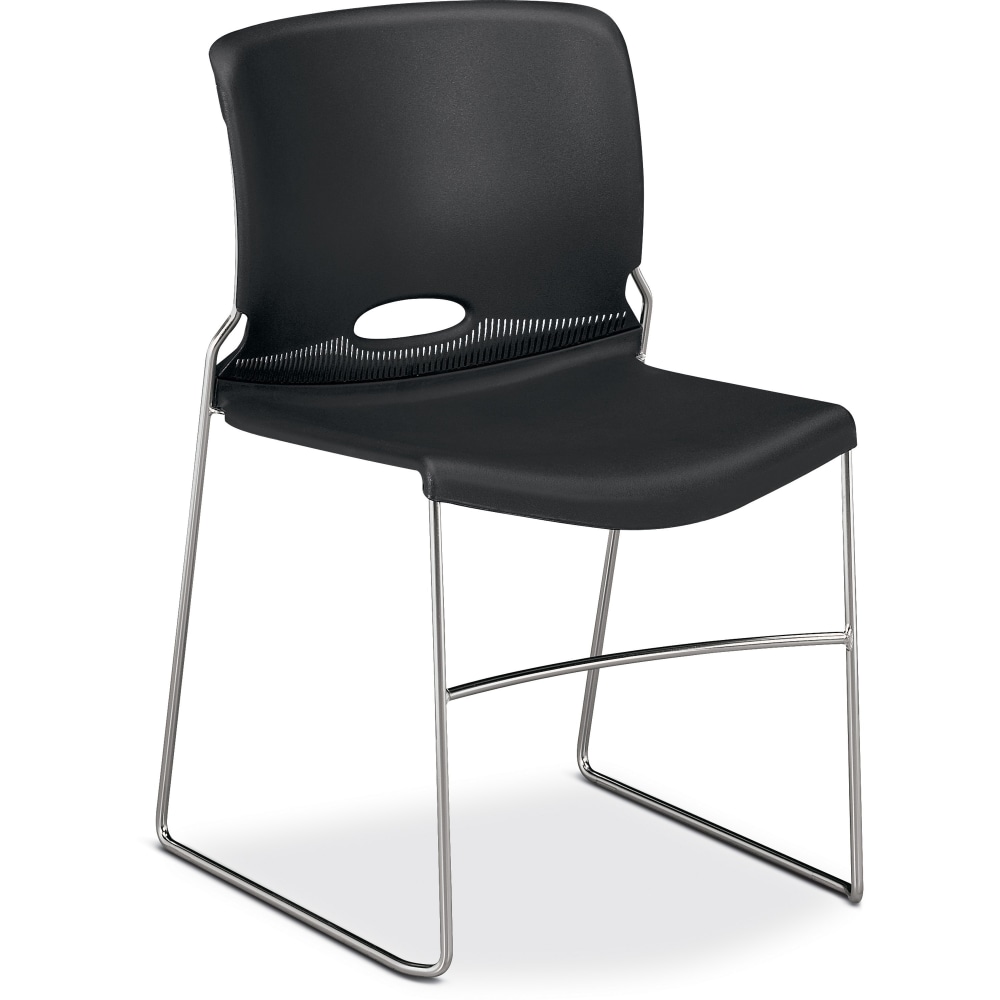 HON 4040 Series High Density Olson Stacker Chair - Onyx Plastic Seat - Onyx Plastic Back - Chrome Steel Frame - 4 / Carton MPN:4041ON