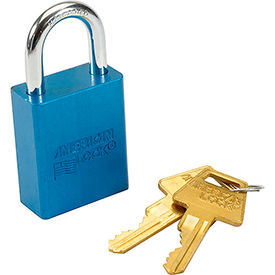 American Lock® No. A1105BLU Solid Aluminum Rectangular Padlock Blue - Pkg Qty 6 A1105BLU
